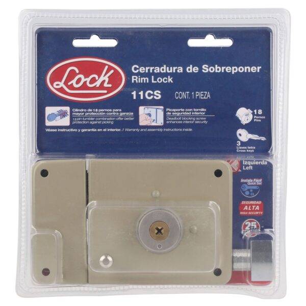 Cerradura de sobreponer función instala fácil, izquierda, llave tetra, blíster Lock