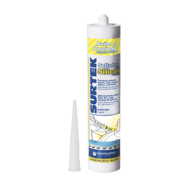 Silicón para baño y cocina color blanco, 280 ml Surtek