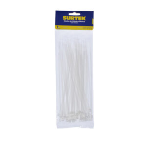 Cinchos plásticos 203 x 4.6 mm, tensión 22 kg de 50 piezas, color natural Surtek