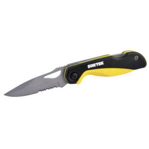 Navaja abatible de acero inoxidable con mango bimaterial Surtek