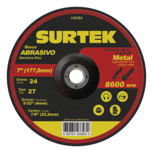 Disco abrasivo tipo 27 para metal 7" x 5/32" Surtek
