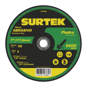 Disco abrasivo tipo 1 para piedra 7" x 9/64" Surtek