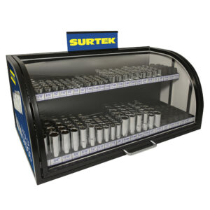 Exhibidor con dados cortos y largos cuadro de 3/8" y 1/2", 271 piezas Surtek