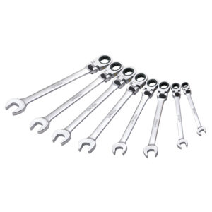 Juego de llaves combinadas pulido espejo flex de matraca spline en pulg,9 pz en caja plást Urrea