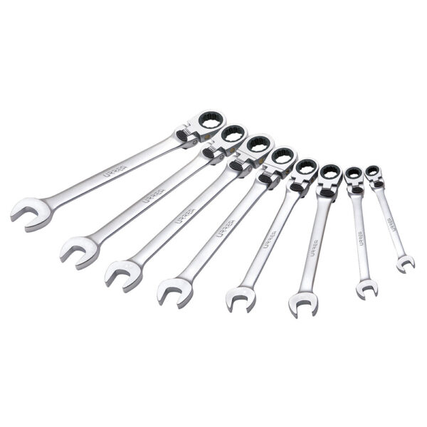 Juego de llaves combinadas pulido espejo flex de matraca spline en pulg,9 pz en caja plást Urrea