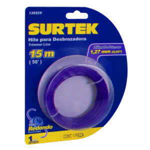 Nailon redondo para desbrozadora en blíster, 1.27 mm x 15 m Surtek