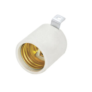 Portalámpara con soporte tipo escuadra de porcelana 4 cm, color blanco Surtek