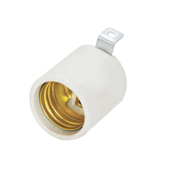 Portalámpara con soporte tipo escuadra de porcelana 4 cm, color blanco Surtek