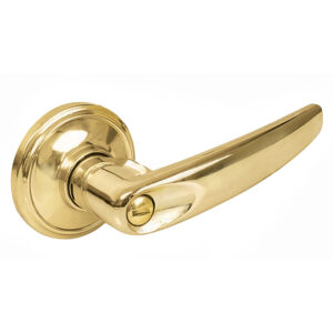 Manija tubular recta función baño, latón brillante, llave estándar, blíster Lock