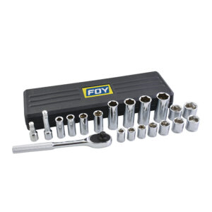 Juego de dados y accesorios cuadro de 3/8" en pulgadas, 20 piezas Foy