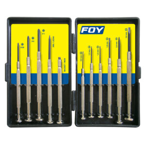 Juego de destornilladores de precisión combinados, 11 piezas en caja plástica Foy