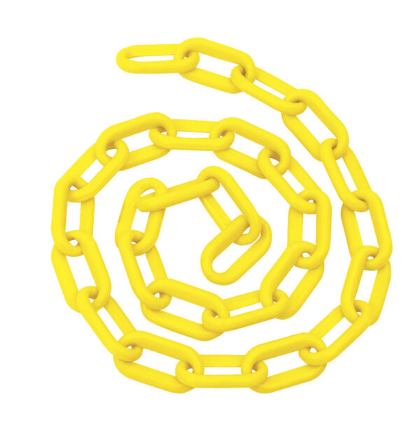 Cadena plástica calibre 8 mm de 25 m, color amarillo Foy