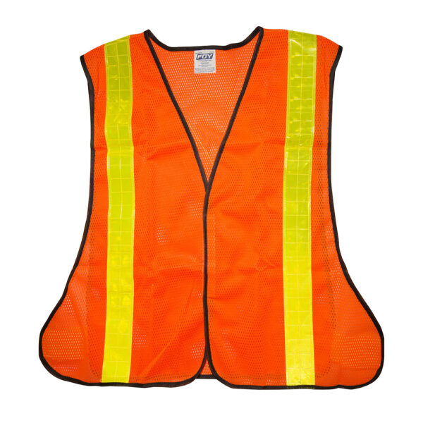 Chaleco de seguridad de malla de poliéster con cintas reflejantes prismáticas naranja unit Foy