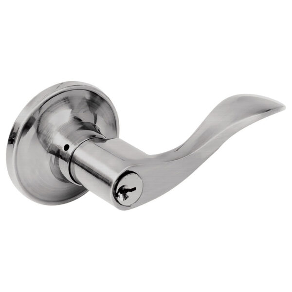Manija tubular curva función entrada y recámara, níquel satinado, llave estándar, blíster Lock