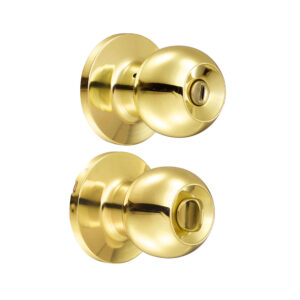 Pomo tubular bola función baño, latón brillante, blíster Lock