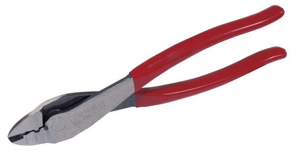 Pinza para electricista con mango rubber grip de 9-1/2" alta palanca poncha terminal Urrea
