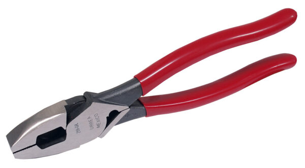 Pinza para electricista con mango rubber grip de 9-5/16" alta palanca con poncha terminale Urrea
