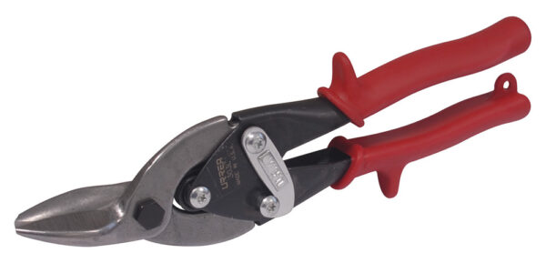 Tijera para hojalatero tipo aviación izquierda con mango rubber grip, 10" Urrea