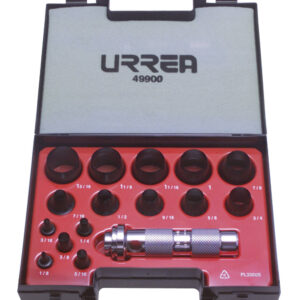 Juego de sacabocados de 1/8 a 1-3/16", 16 piezas Urrea