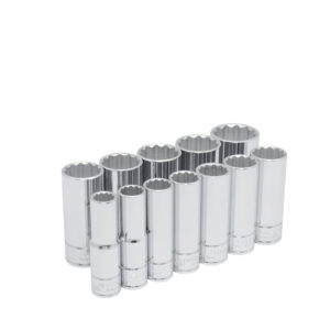 Juego de dados largos cuadro de 1/2", 12 puntas, en pulgadas, 12 piezas Urrea
