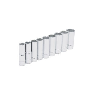 Juego de dados largos cuadro de 1/2", 12 puntas, en pulgadas, 9 piezas Urrea