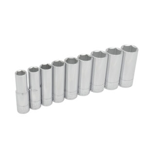 Juego de dados largos cuadro de 1/2", 6 puntas, en pulgadas, 9 piezas Urrea