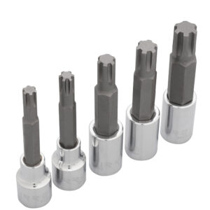 Juego de dados con punta ribe cuadro de 1/2", en riel, 5 piezas Urrea