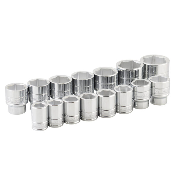 Juego de dados cuadro de 3/4", 6 puntas, métricos, 15 piezas Urrea