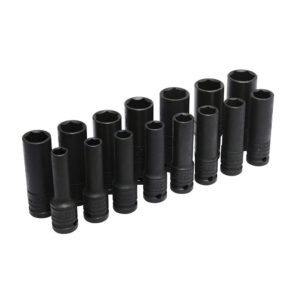 Juego de dados de impacto pared delgada cuadro de 1/2", 6 puntas, métricos, 10pz Urrea