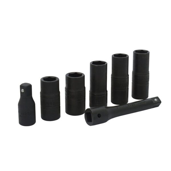 Juego de dados de impacto doble boca cuadro de 1/2" combinados, 6 puntas, 7 piezas Urrea