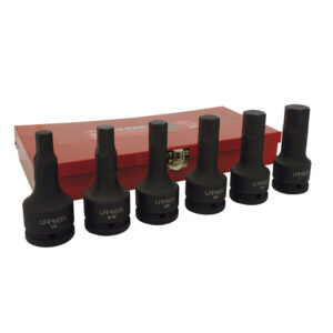 Juego de dados de impacto con punta hexagonal cuadro de 3/4", en pulgadas, 6 piezas Urrea