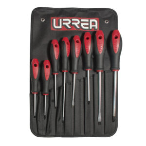 Juego de destornilladores con mango bimaterial combinados, 8 piezas en estuche Urrea