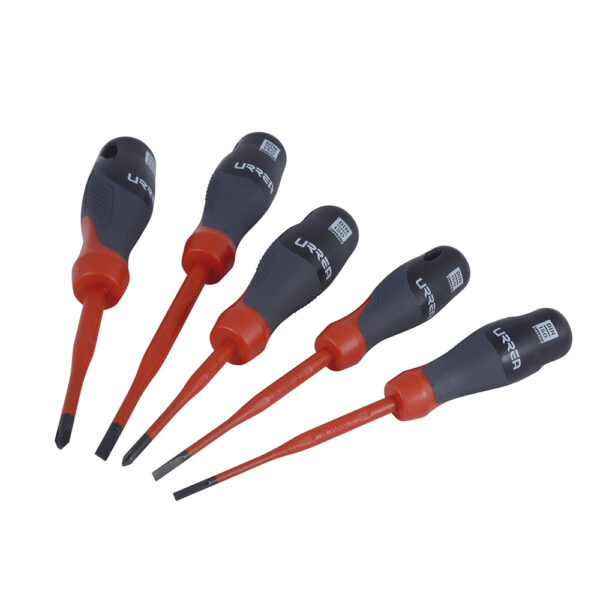 Juego de destornilladores barra slim con mango trimaterial 1000 V, 5 piezas Urrea