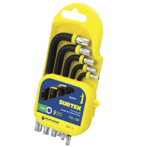 Juego de llaves hexagonales tipo "L", Torx, 9 piezas en rack Surtek
