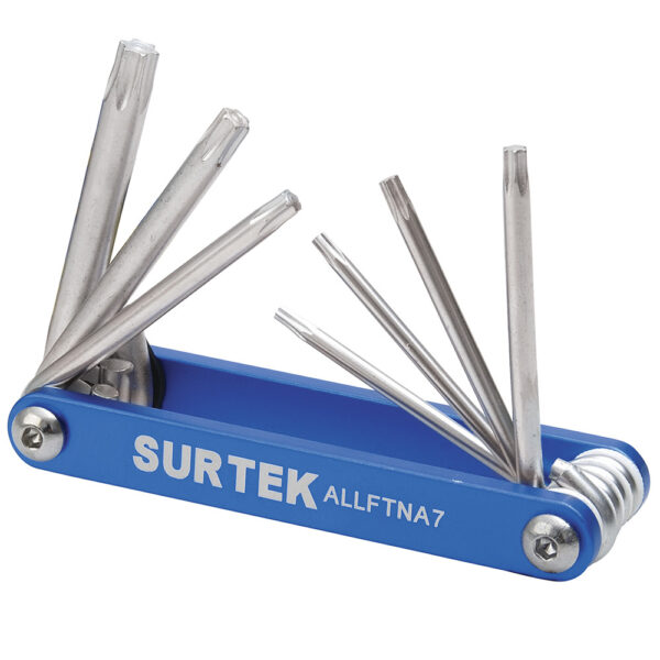 Juego de llaves torx tipo navaja estuche metálico, 7 piezas en blíster Surtek