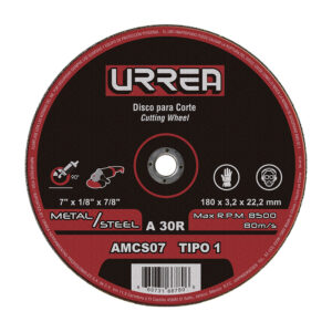 Disco abrasivo tipo 1 para metal 7" x 1/8" Urrea