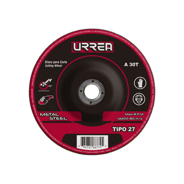 Disco abrasivo tipo 27 para metal 9" x 1/4" Urrea