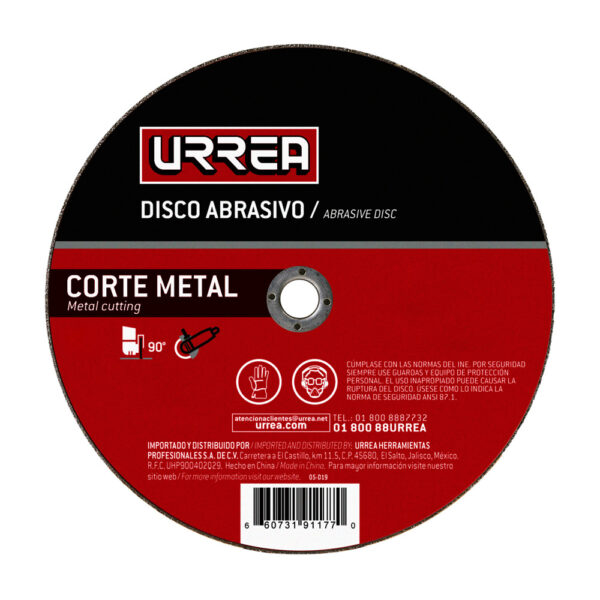 Disco abrasivo tipo 27 para acero inoxidable 4-1/2" x 1/4" Urrea