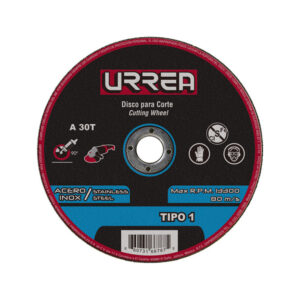 Disco abrasivo tipo 1 para acero inoxidable 7" x 5/64" Urrea
