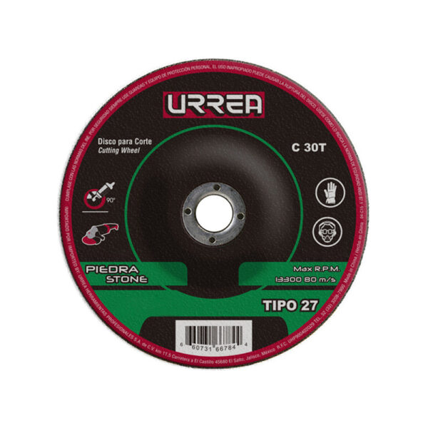 Disco abrasivo tipo 27 para piedra 9" x 1/8" Urrea