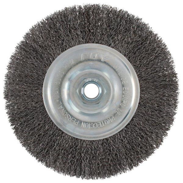 Carda circular ondulada alambre delgado 8" x 0.30 con rosca M14 Foy