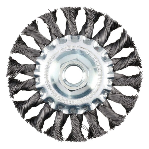 Carda circular trenzada alambre grueso 4" x 0.50 con rosca M14 Foy