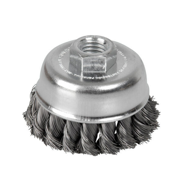 Carda copa trenzada alambre delgado 3" x 0.35 mm con rosca 5/8" Surtek