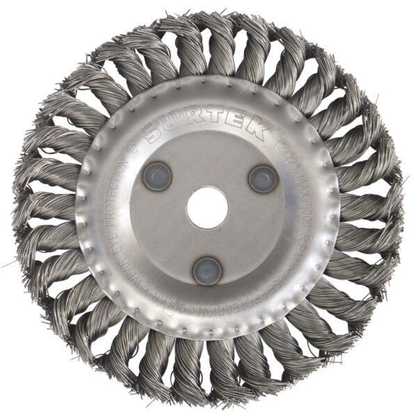 Carda circular trenzada alambre grueso 4" x 0.50 mm con rosca 5/8" Surtek