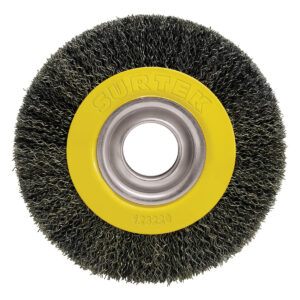 Carda circular ondulada alambre delgado para esmeril 6" x 13/16" con adaptadores Surtek