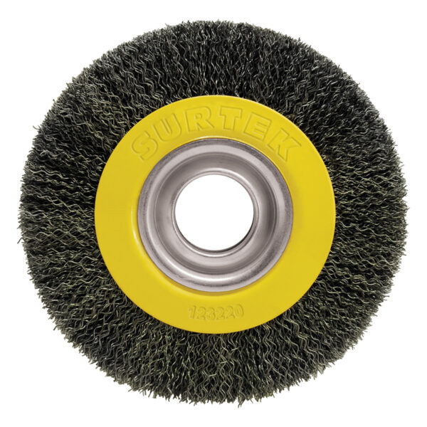 Carda circular ondulada alambre delgado para esmeril 6" x 13/16" con adaptadores Surtek