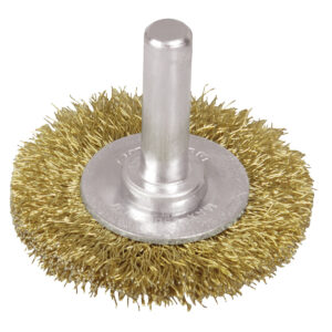 Carda circular ondulada alambre delgado 4" x 0.30 mm con zanco 1/4" Surtek