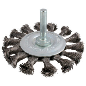 Carda circular alambre de acero inoxidable 6" x 0.30 mm con rosca 5/8" Urrea