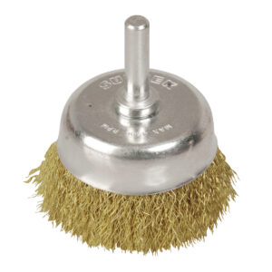 Carda copa ondulada alambre delgado 2-3/4" x 0.30 mm con zanco 1/4" Surtek