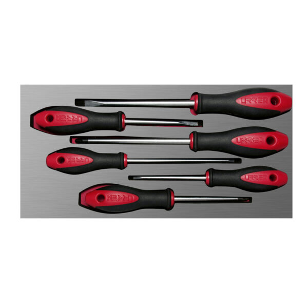 Juego de destornilladores mango bimaterial de caja métricos 9 piezas, CH210L-C Urrea